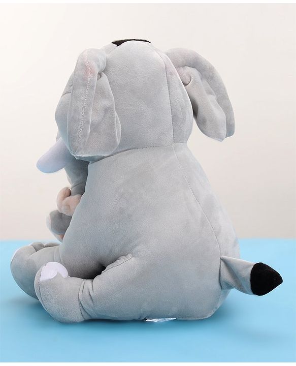 Babyhug Elephant with attached Monkey Soft Toy for Kids|Huggable Plush Animal Duo for Snuggles,Imaginative Play & Emotional Development|Cuddly Toy ideal for gifting|2+ Years|BIS|Height-30 cm