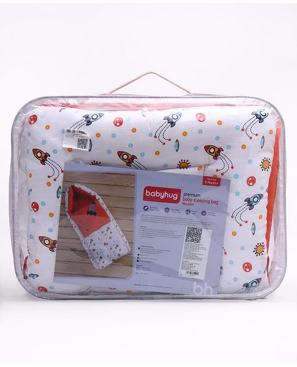 Babyhug Premium Muslin Sleeping Bag Rocket Print - Multicolor