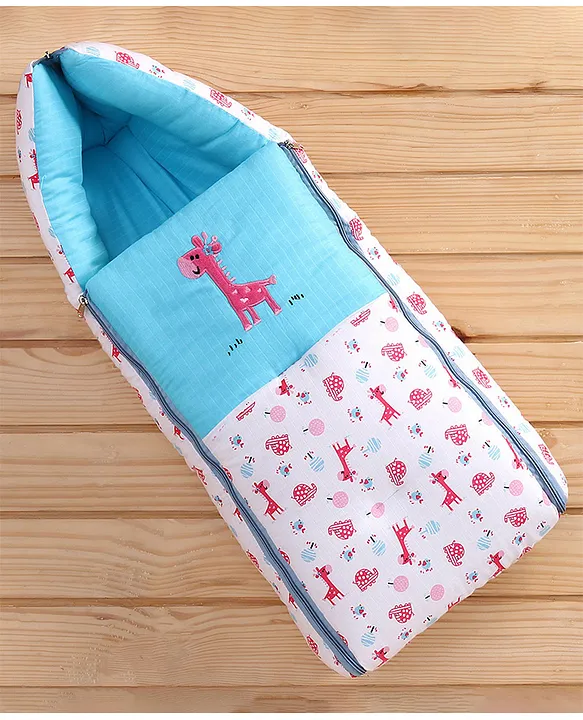 Babyhug Premium Muslin Sleeping Bag Giraffe Print Sky Blue Online in India Buy at Best Price from Firstcry 10306420