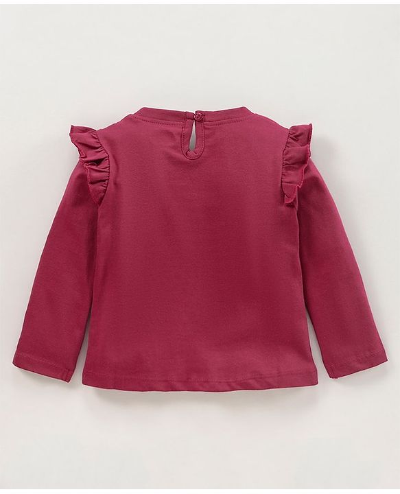 Babyhug Full Sleeves Tee Minnie Mouse Print - Maroon