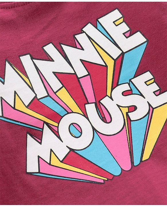 Babyhug Full Sleeves Tee Minnie Mouse Print - Maroon