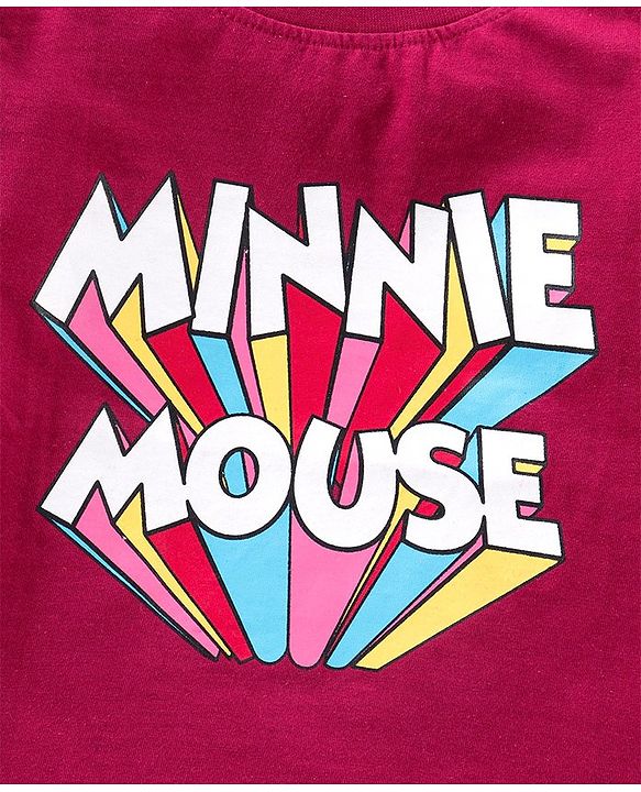 Babyhug Full Sleeves Tee Minnie Mouse Print - Maroon