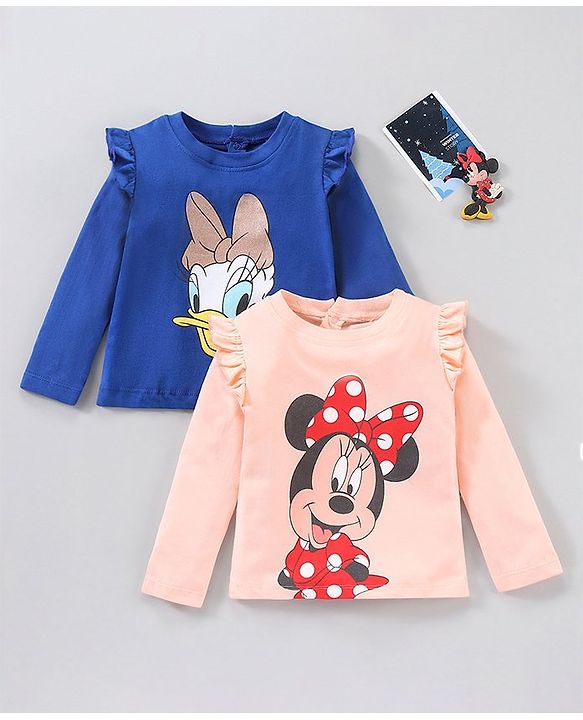 Babyhug Cotton Knit Full Sleeves T-Shirts Disney's Minnie & Daisy Printed Pack of 2 - Multicolour