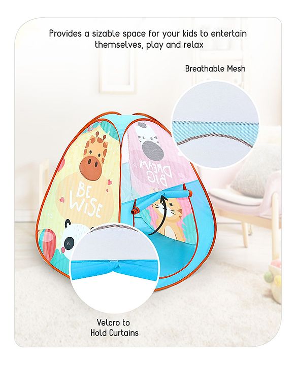 Babyhug Fun Amusement Park 3-in-1 Pool Play Tent House | Combines Tent, Ball Pool & Playhouse | Social & Creative Team Play | Inspires Imagination, Helps Develop Social Skills | Blue | BIS Certified