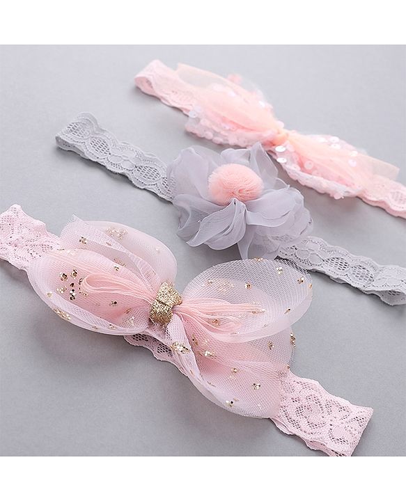 Babyhug Free Size Headband Set of 3 - Multioclour