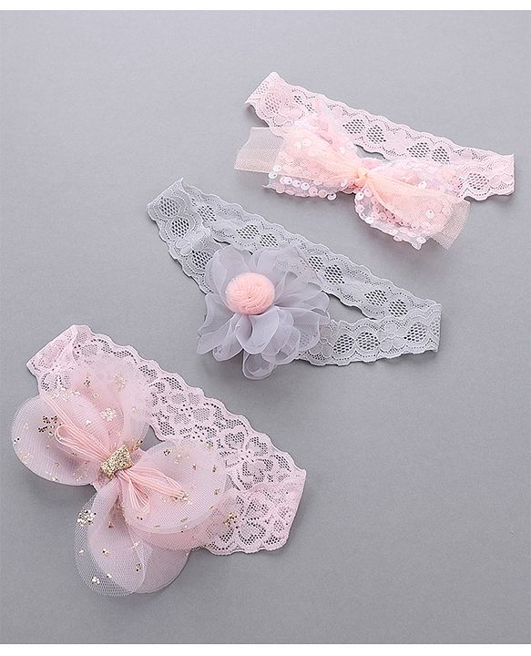 Babyhug Free Size Headband Set of 3 - Multioclour
