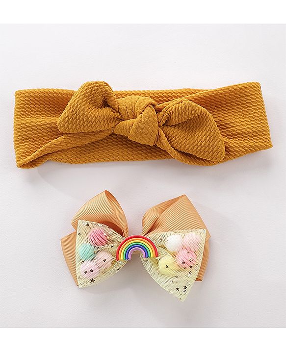 Pine Kids Headbands With Hair Clip - Yellow