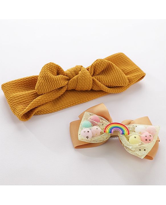 Pine Kids Headbands With Hair Clip - Yellow