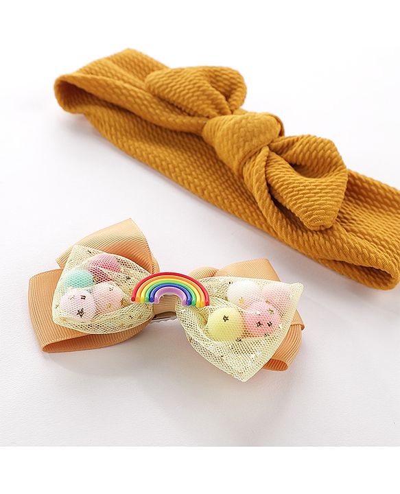Pine Kids Headbands With Hair Clip - Yellow