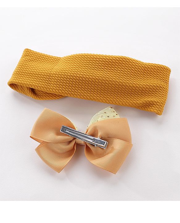 Pine Kids Headbands With Hair Clip - Yellow