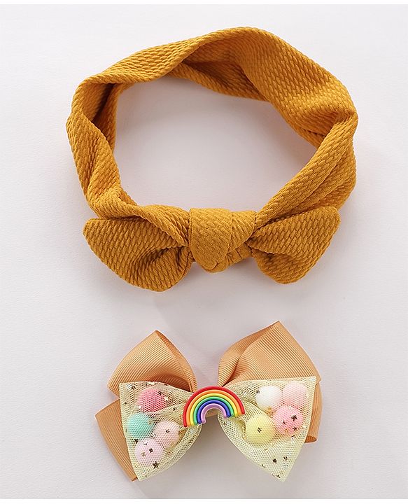 Pine Kids Headbands With Hair Clip - Yellow