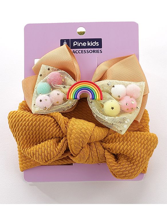 Pine Kids Headbands With Hair Clip - Yellow