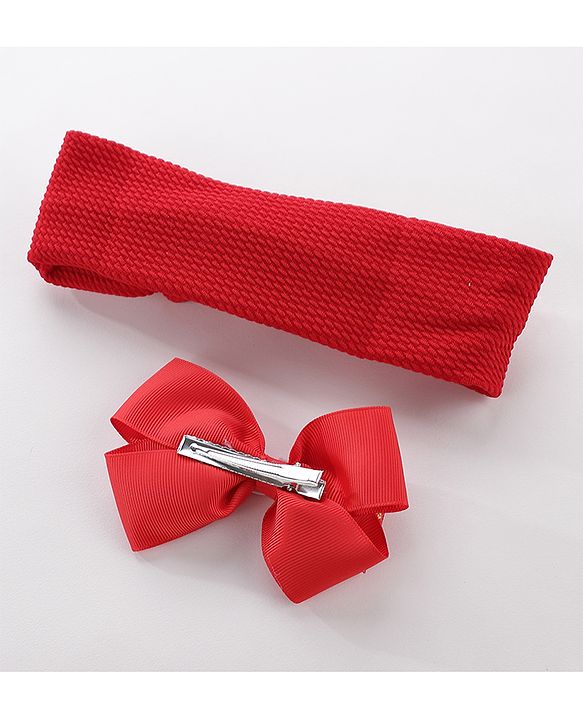 Pine Kids Headbands With Hair Clip - Red