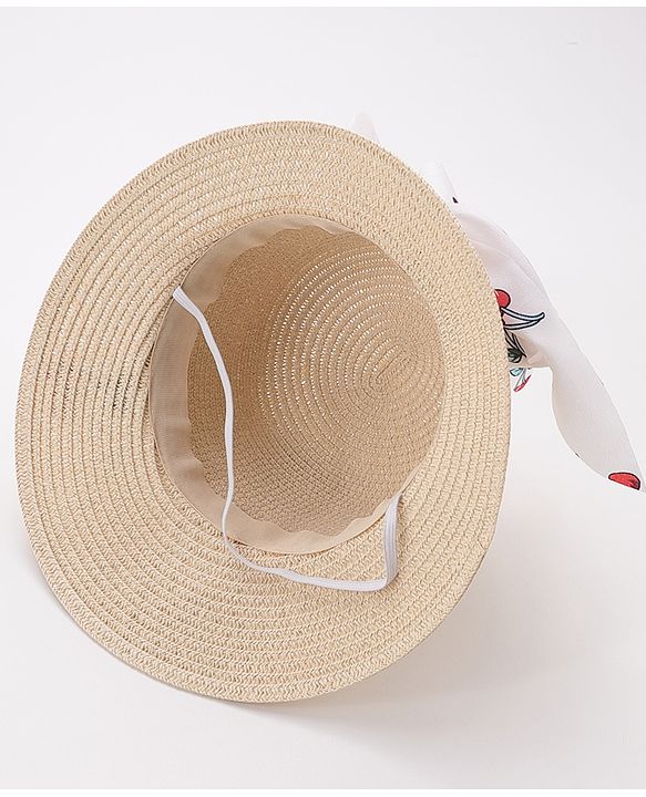 Pine Kids Straw Hats With Cherry Applique - White