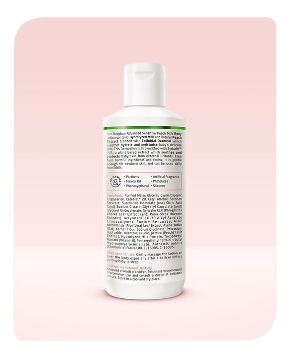 Babyhug Advanced Sensitive Peach Milk Body Lotion Extra Nourishing Formula For Sensitive Baby Skin - 50 ml
