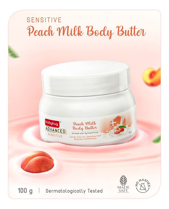 Babyhug Advanced Sensitive Peach Milk Butter - 100 g, For Sensitive Face and Body, Light Cream Texture