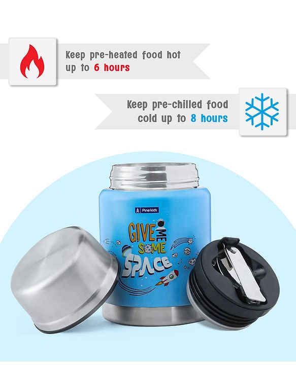 Pine Kids Stainless Steel Printed Food Jar - Blue