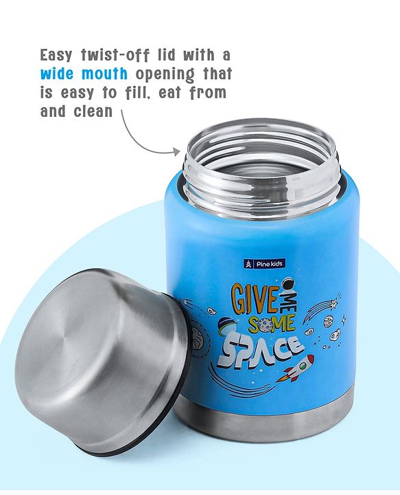 Pine Kids Stainless Steel Printed Food Jar - Blue