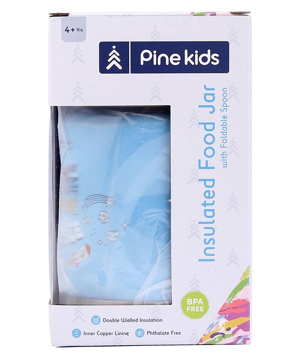 Pine Kids Stainless Steel Printed Food Jar - Blue