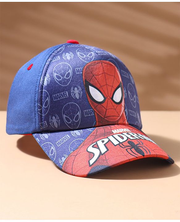 Babyhug Baby Summer Cap Spiderman Print Multicolor - Diameter 17.5 cm - 50 Multi Color
