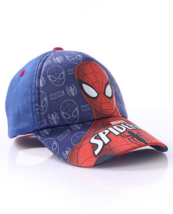 Babyhug Baby Summer Cap Spiderman Print Multicolor - Diameter 17.5 cm - 50 Multi Color