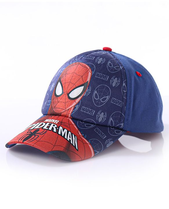 Babyhug Baby Summer Cap Spiderman Print Multicolor - Diameter 17.5 cm - 50 Multi Color