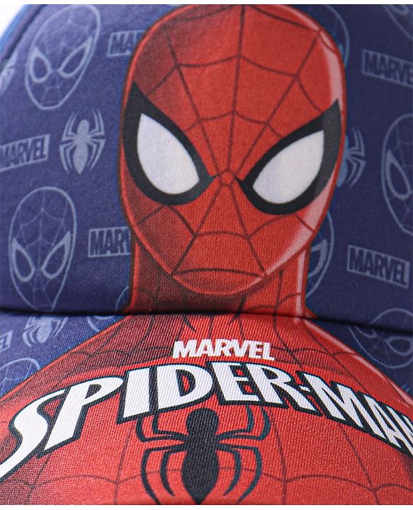 Babyhug Baby Summer Cap Spiderman Print Multicolor - Diameter 17.5 cm - 50 Multi Color