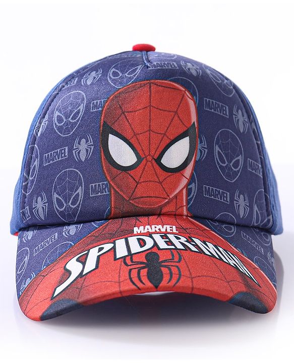 Babyhug Baby Summer Cap Spiderman Print Multicolor - Diameter 17.5 cm - 52 Multi Color