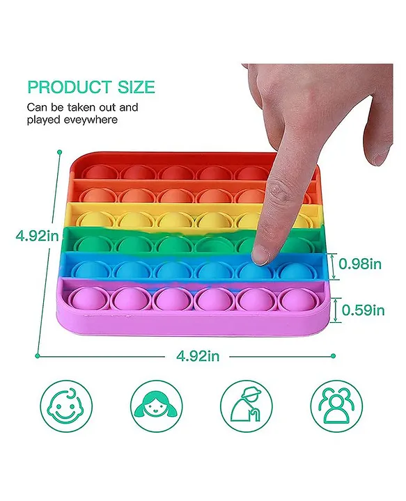 Enorme Square Shape Pop Bubble Stress Relieving Silicone Pop It Fidget Toy  - Multicol [+info]