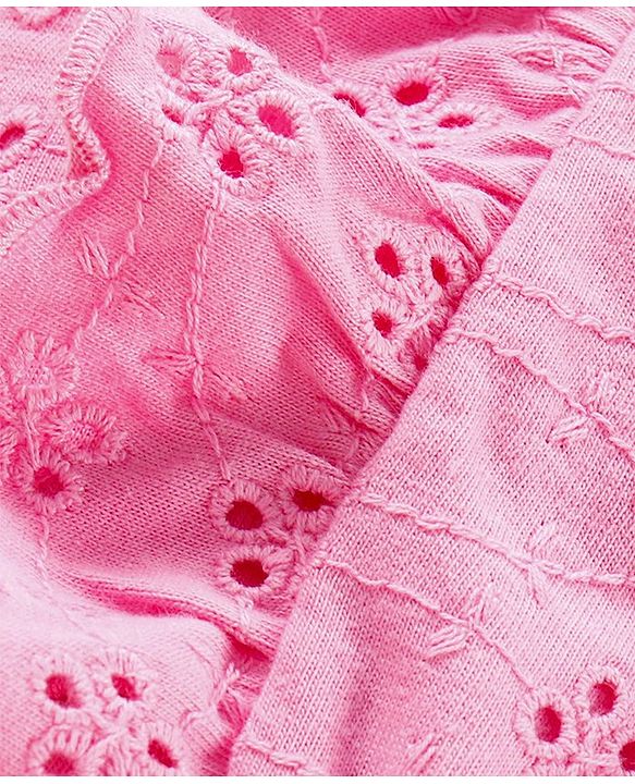 Babyhug 100% Cotton Schiffley Sleeveless Jumpsuit Solid Color - Pink - 5-6Y Pink