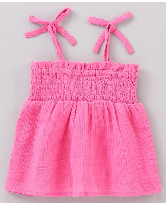 Babyhug Sleeveless Solid Top & Printed Shorts Set- Pink