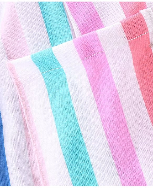 Babyhug Sleeveless 100% Cotton Striped Frock -  Multicolor