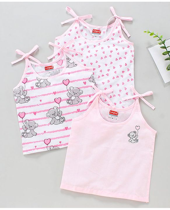Babyhug 100 % Cotton Sleeveless Jhablas Pack of 3- Pink