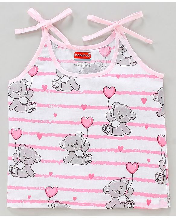 Babyhug 100 % Cotton Sleeveless Jhablas Pack of 3- Pink