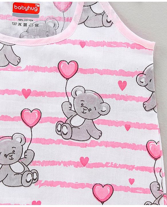 Babyhug 100 % Cotton Sleeveless Jhablas Pack of 3- Pink