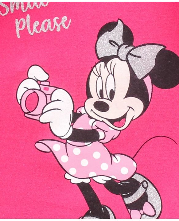 Babyhug Full Sleeves Top Minnie Mouse Print - Dark Pink