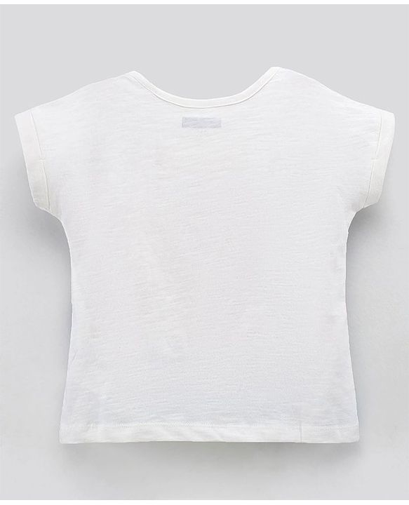 Pine Kids Half Sleeves Top Cotton Biowash Marine Print - White