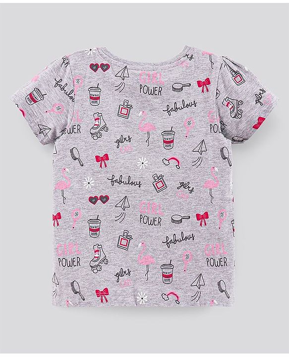 Pine Kids Half Sleeves Cotton T Shirt Printed Pack of 2- Pink Grey