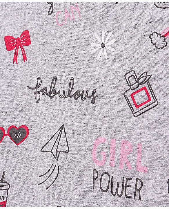 Pine Kids Half Sleeves Cotton T Shirt Printed Pack of 2- Pink Grey