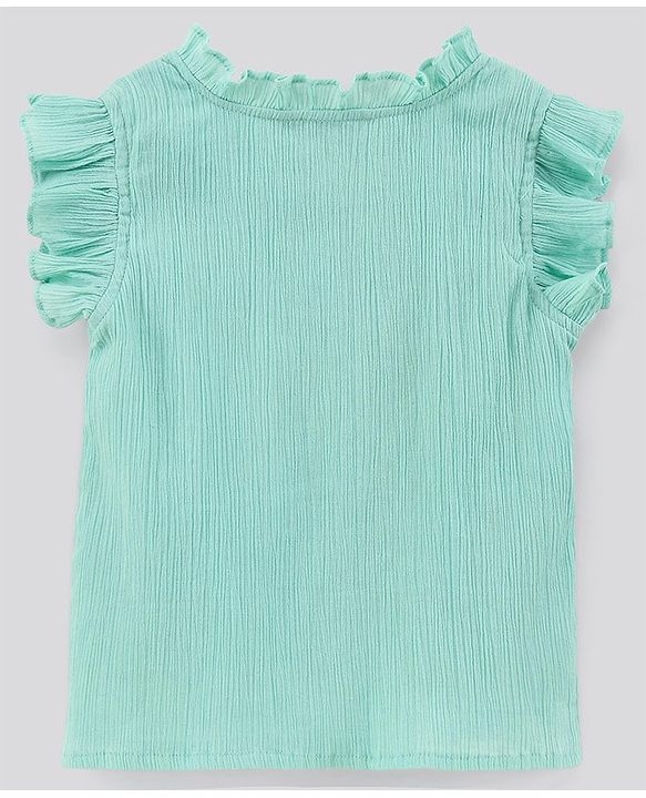 Pine Kids Ruffle Sleeves Biowash Top - Sea Green