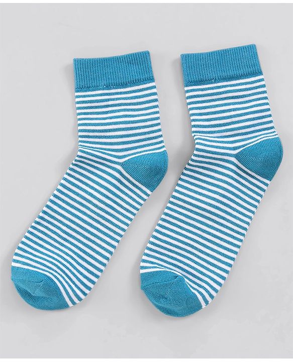 Pine Kids Anti Microbial Washed Soft Terry Socks Set of 5 Pairs - Blue