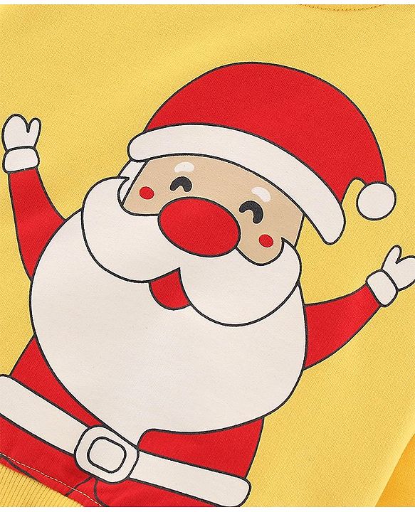 Babyhug Full Sleeves Sweatshirt Santa Claus Print - Yellow