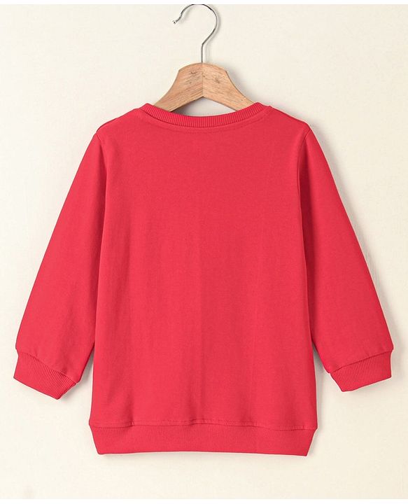 Babyhug Full Sleeves Sweatshirt Text Print - Red