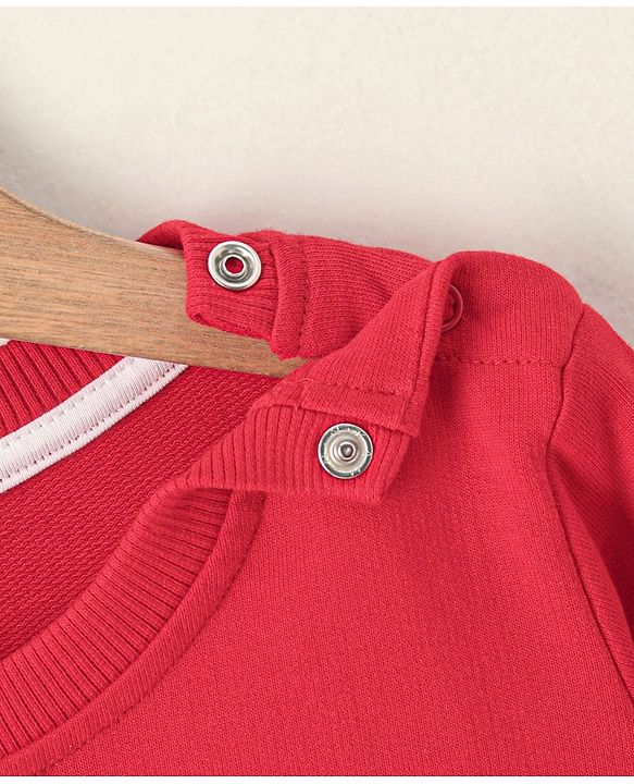 Babyhug Full Sleeves Sweatshirt Text Print - Red