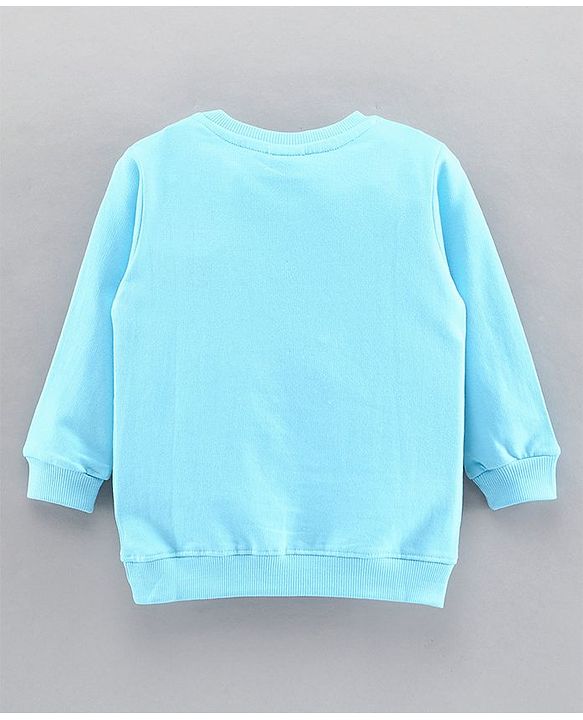 Babyhug Full Sleeves Sweatshirt Spaceship Print - Sky Blue