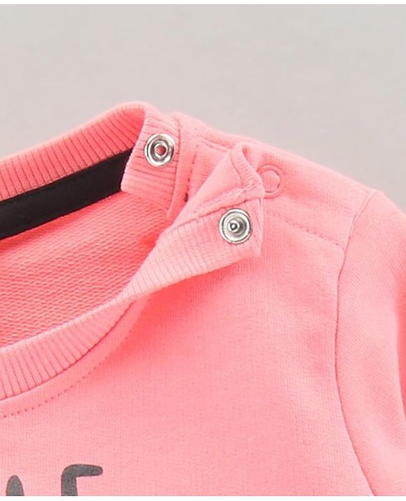 Babyhug Full Sleeves Sweatshirt Smiley Print - Light Pink