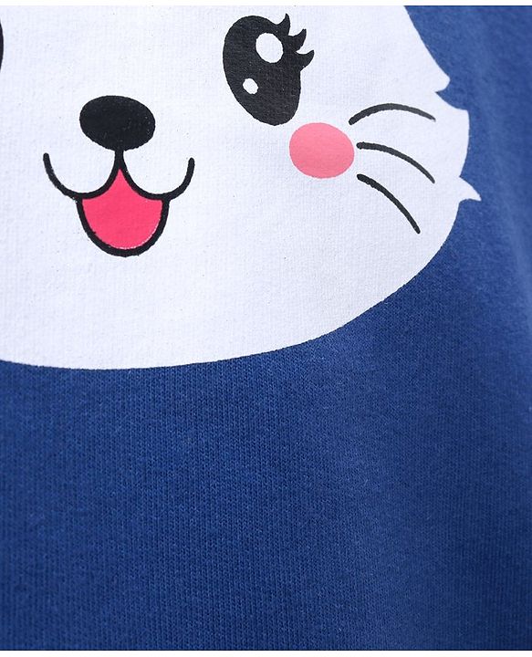 Babyhug Full Sleeves Sweatshirt Kitty Print - Navy Blue
