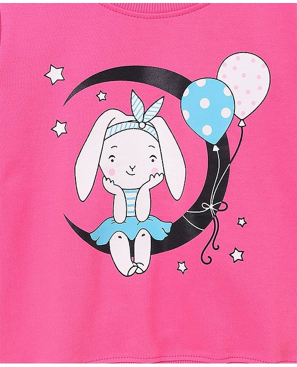 Babyhug Full Sleeves Sweatshirt Moon Print - Pink