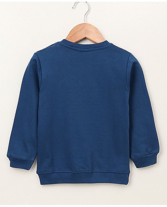 Babyhug Full Sleeves Sweatshirt Kitten Print - Navy