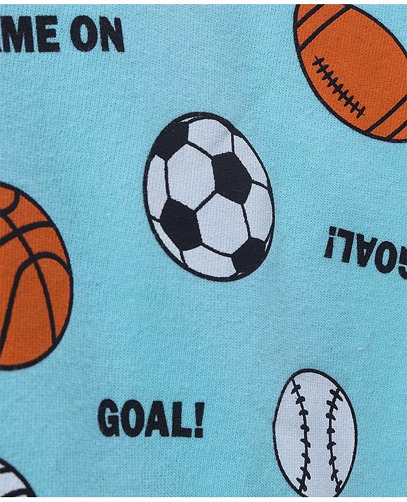 Babyhug Full Sleeves Sweatshirt with Sports Balls Print - Light Blue